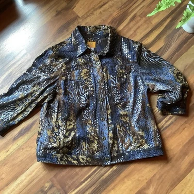 Ruby Rd. Woman Size 18W Shiny Squares Patterned Jacket - Image 1 of 4