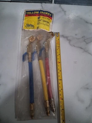 Manguera de válvula de bola Yellow Jacket 29980 3-PAK extensiones RYB 9" para HVAC "LEER" Foto 1 de 4