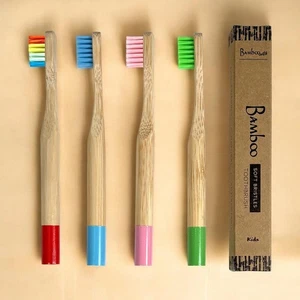 Kids Bamboo Toothbrush | Soft Bristles | Eco Friendly | Multiple Colors - Picture 1 of 10