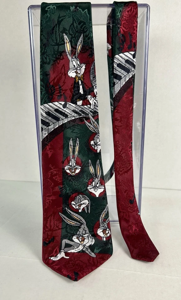 Vintage Warner Brothers Looney Tunes Bugs Bunny Musical Theme Necktie Piano - Image 1 of 3