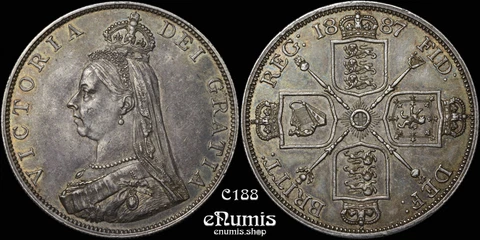 Great Britain, Victoria, Double Florin 1887, Roman I, nicely toned, aUNC Cover