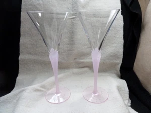 Elegant Art Glass Wedding Champagne Toasting Glasses Crystal - New were $200! - Picture 1 of 7