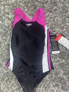 🔥NWT🔥 Speedo Girls' Swimsuit One Piece Infinity Splice Thick Strap, sz 10 - Picture 1 of 5