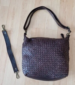 Schultertasche Handtasche Leder Braun Damen Italy Flechttasche - Bild 1 von 3