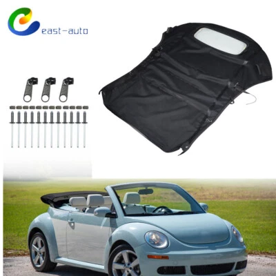 Convertible techo blando con ventana de vidrio DOT para Volkswagen Beetle 2003-2010 negro Foto 1 de 4