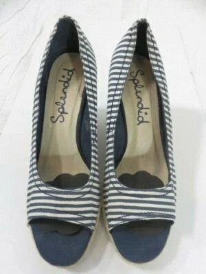 Espléndida alpargata de cuña a rayas azul/blanco talla EUR 38/US 7,5 Foto 1 de 4