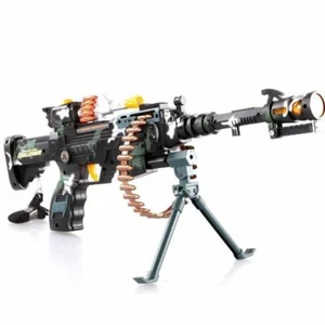 Combat 3 Army Commando Machine Gun Pistol With Lights and Sounds Kids Toy - Picture 1 of 20