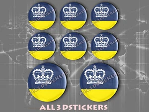 8 x 3D ROUND Stickers Resin Domed Flag Regina - Adhesive Decal Vinyl - Imagen 1 de 1