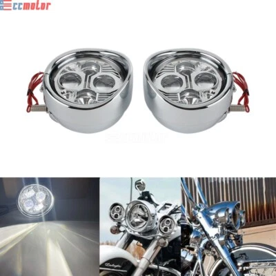 E9 4.5" LED Auxiliary Fog Lights Clear Lens For Harley Touring Dyna Softail XL - Image 1 of 4