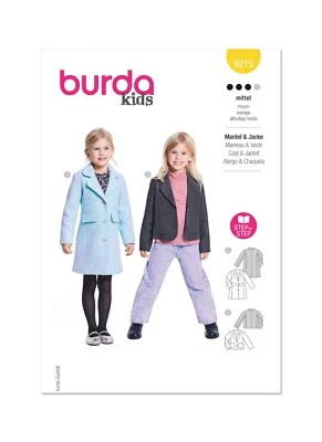 BURDA KIDS 9215 CHILD'S COAT JACKET Sewing Pattern Ages 6-10 Skill: AVERAGE - Image 1 of 4
