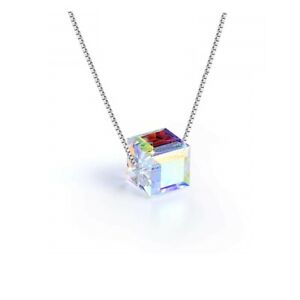 Sterling Silver Aurora Borealis Necklace Made with Swarovski Elements - 18"  