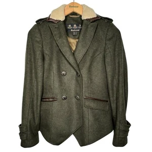 Barbour Wool Cashmere Womens Jacket Blazer Fitted UK 10 8 Green Blazer Propeller - Picture 1 of 13