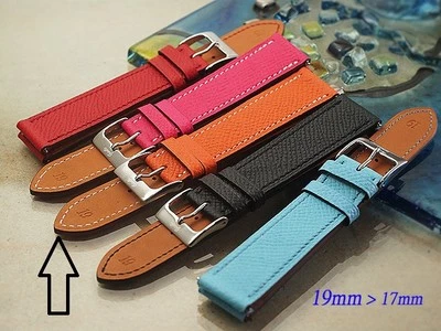 真皮表带手链带 19 毫米凸耳 17 毫米扣(适合)Hermes H H Hour  — 第 1/4 张图片