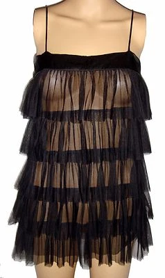 Flora Nikrooz оборки Baby кукла Nightie Chemise чистый черный белье Sml/Med новый без ЯРЛЫКОВ - Изображение 1 из 4