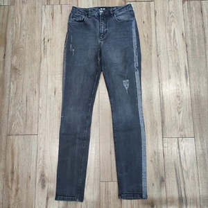 Me+Em Grey Distressed Side Stripe High Waist Slim Skinny Jeans • W 27 L 31 - Picture 1 of 16