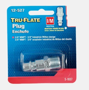 Tru-Flate Steel Air PLUG 3/8" Male NPT 300 psi Industrial Milton 12527 S-1837 - Picture 1 of 2