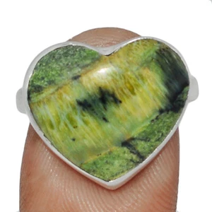 Heart - Natural Imperial Opal - Tanzania 925 Silver Ring Jewelry s.7.5 CR65926 - Picture 1 of 1