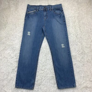 Vintage Hurley Jeans 36x30 Blue Y2K Straight Distressed Skate Punk Denim Tag 34 - Picture 1 of 20