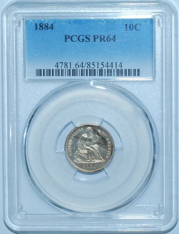 1884 PCGS PR64 Proof Strike Seated Liberty Dime Cover