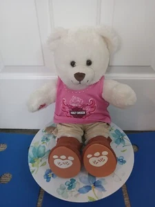 Build a Bear Harley Davidson Teddy 16" White Stuffed Animal Plush Toy Tshirt - Picture 1 of 10