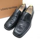Men 8.0US Louis Vuitton Loafers Logo Embossed Leather Shoes