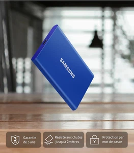 Disque dur SSD externe SAMSUNG Pack T7 1 To Bleu / 4 To Gris + Housse Offerte - Afbeelding 1 van 13