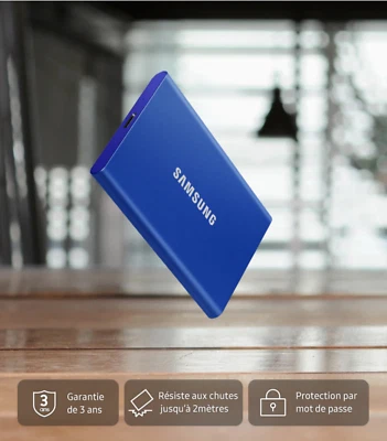 SAMSUNG Pack T7 External SSD Hard Drive 1TB Blue / 4TB Gray + Free Cover - Image 1 of 4