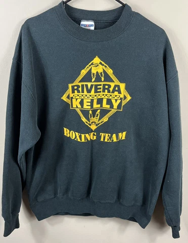 Rivera Kelly Productions Boxing Team Black Crewneck Sweatshirt Sz Lrg Vtg Cover