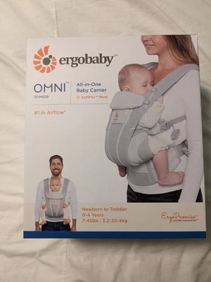 Porta-bebês Ergobaby Omni Breeze All-in-One 7-45 lb recém-nascido-criança cinza pérola - Imagem 1 de 2