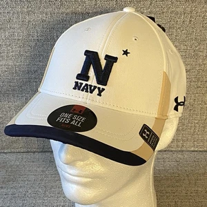 Navy Midshipman Under Armour Mütze weiß marine/khaki verstellbare Passform - neu mit Etikett - Bild 1 von 18