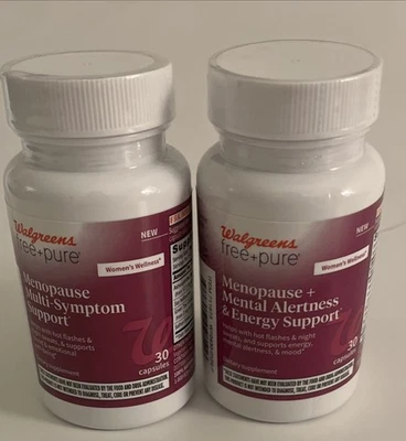 2 cápsulas de apoyo multisíntomas Walgreens Free + Pure Menopausia, 30 Ct., 3/27 Foto 1 de 3