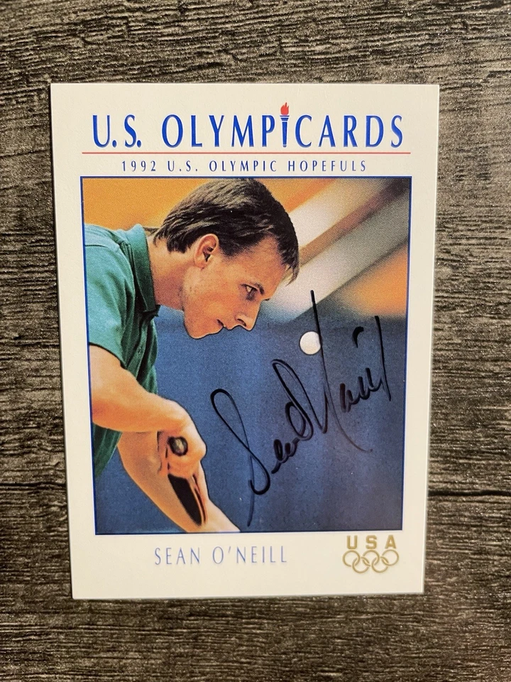 Tarjeta firmada por Sean O’Neill 1992 Impel U.S. Olympicards #78 EE. UU. tenis de mesa automático Foto 1 de 3