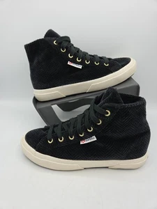 Superga 2750 Curveflannelw UK Size 4.5 - Mid Cut Sneakers Women Black  - Picture 1 of 11