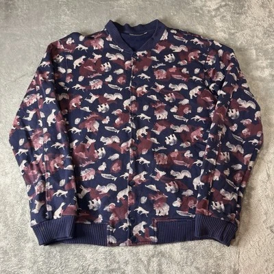 WESC Mens Large Animalis Aop Button Snap jacket Blue Multicolor - Image 1 of 4