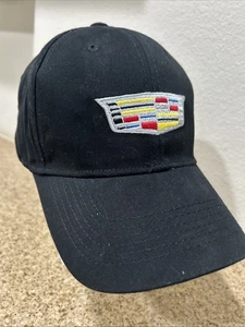 Cadillac Logo Embroidered Black Adjustable Cap Hat - Picture 1 of 5