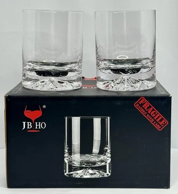 Juego de vasos de whisky macizo de cristal soplado a mano JBHO (2 vasos) nuevo en caja se adapta a bola de hielo Lg Foto 1 de 4