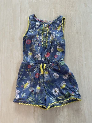 Girls Mini Boden Floral Bird Romper Pretty Play suit 3-4 Blue - Image 1 of 4
