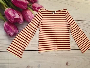 Madewell x Armor Lux Shirt Damen Small Rot Elfenbein Streifen Glockenärmel Maritim - Bild 1 von 5