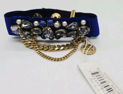 Браслет с брелоками Jessica Simpson синий золотистый цепочка хрустальный акцент 8,5 дюйма - Изображение 1 из 4
