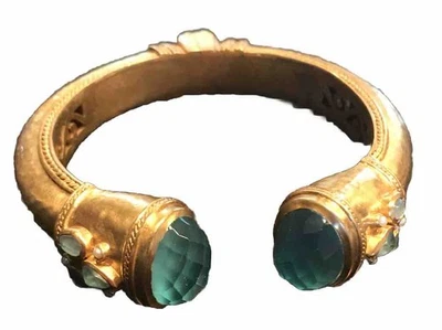 Puño con bisagras Julie Vos Cannes azul Bahamas 24K placa vidrio importado Foto 1 de 4