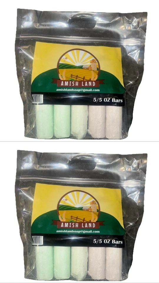 2 × Amish Farm Bar Soap (Pack of 5) HUGE 5 oz Bars (10 Bars Total) All Natural