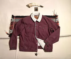 Chaqueta Levi's Sherpa L Borgoña Pato Camionero Raro Colorway Grande 52" Como Nueva - Imagen 1 de 18