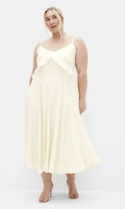 City Chic Ladies Clara Frill Maxi Dress size 24 2XL Colour Butter - Picture 1 of 7