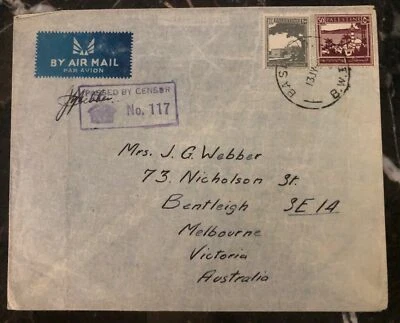 1941 Capa Correio Aéreo Censurada Exército Australiano Palestina Melbourne - Imagem 1 de 2