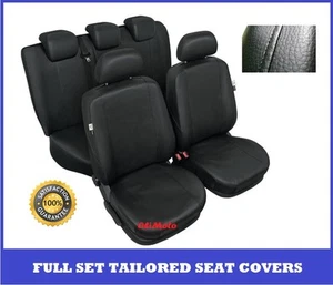 Set completo coprisedili su misura in ecopelle nero per Renault Clio Mk3 2005 - 2012 - Foto 1 di 9
