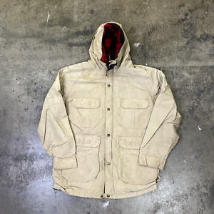 Woolrich Rain Jacket Mens Y2K Fleece Lined Vintage Coat Beige Medium