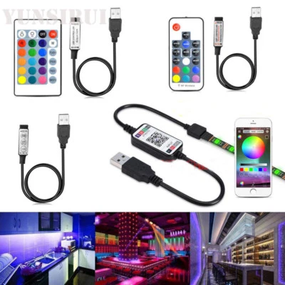 NEW RGB USB LED Strip IR Remote Bluetooth Controller 24Keys 5050 3528 Lamp DC5V - Bild 1 von 4