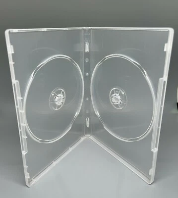 PAKRITE 10 STANDARD 14MM DOUBLE (2) DVD CASE HINGED CLIP, CLEAR, WITH SLEEVE, PP-D14-C