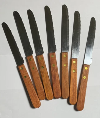Update Steak Knives-Wood Handle-Flatware - Set Of 7- Mm08 - Image 1 of 3