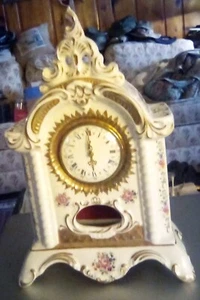 1950s German Porcelain Mantle Clock Key Wind 8 Day - Picture 1 of 6